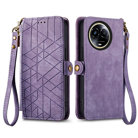 Funda de Cuero Cartera con Soporte Carcasa S17D para Realme V50 5G Morado