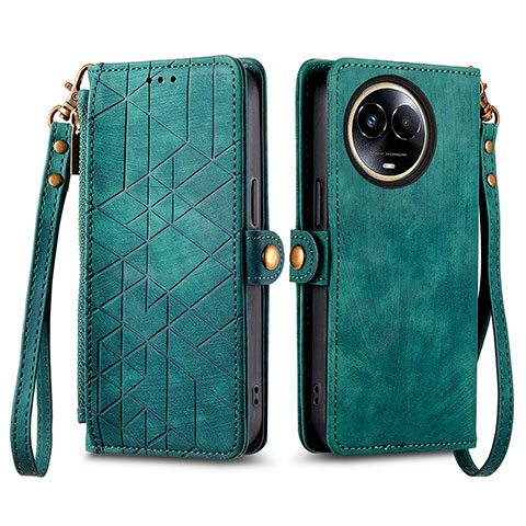 Funda de Cuero Cartera con Soporte Carcasa S17D para Realme V50 5G Verde