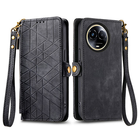 Funda de Cuero Cartera con Soporte Carcasa S17D para Realme V50s 5G Negro