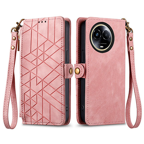 Funda de Cuero Cartera con Soporte Carcasa S17D para Realme V50s 5G Rosa