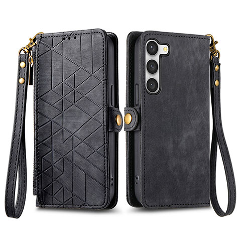 Funda de Cuero Cartera con Soporte Carcasa S17D para Samsung Galaxy S22 5G Negro