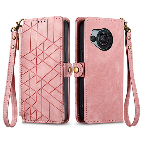 Funda de Cuero Cartera con Soporte Carcasa S17D para Sharp Aquos R8s Rosa