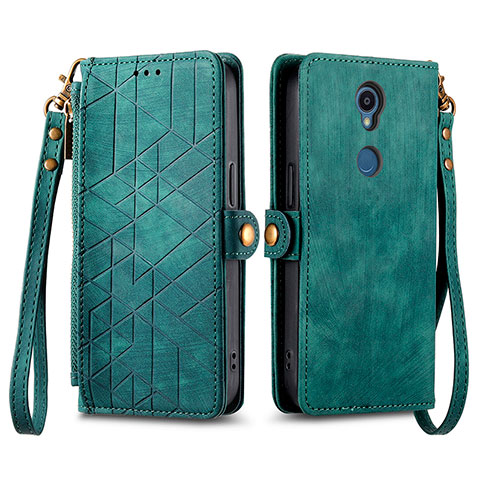 Funda de Cuero Cartera con Soporte Carcasa S17D para Sharp Rouvo V Verde