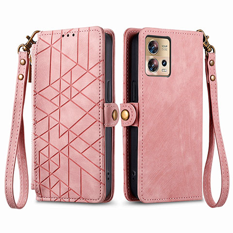 Funda de Cuero Cartera con Soporte Carcasa S18D para Motorola Moto Edge 30 Pro 5G Rosa