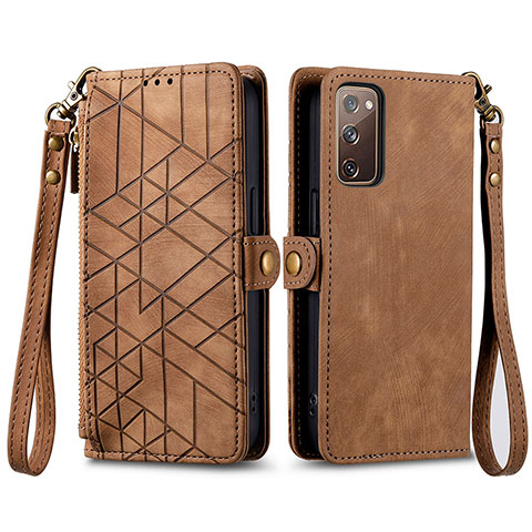 Funda de Cuero Cartera con Soporte Carcasa S18D para Samsung Galaxy S20 FE 4G Marron