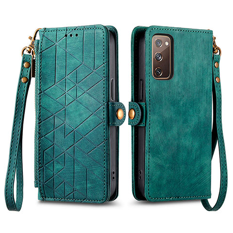 Funda de Cuero Cartera con Soporte Carcasa S18D para Samsung Galaxy S20 FE 4G Verde