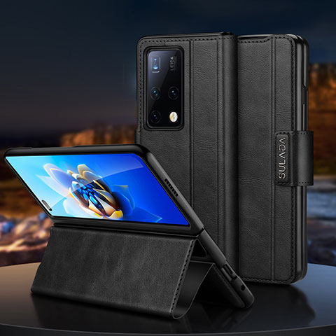 Funda de Cuero Cartera con Soporte Carcasa SD1 para Huawei Mate X2 Negro