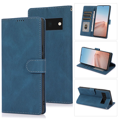 Funda de Cuero Cartera con Soporte Carcasa SY1 para Google Pixel 6 5G Azul