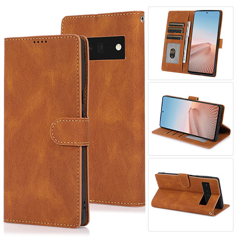 Funda de Cuero Cartera con Soporte Carcasa SY1 para Google Pixel 6 5G Marron