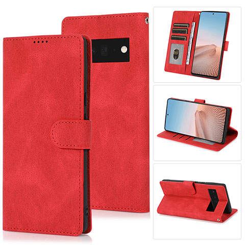 Funda de Cuero Cartera con Soporte Carcasa SY1 para Google Pixel 6 5G Rojo