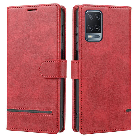 Funda de Cuero Cartera con Soporte Carcasa SY1 para Oppo A54 4G Rojo