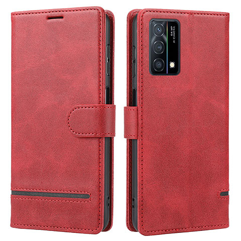 Funda de Cuero Cartera con Soporte Carcasa SY1 para Oppo K9 5G Rojo