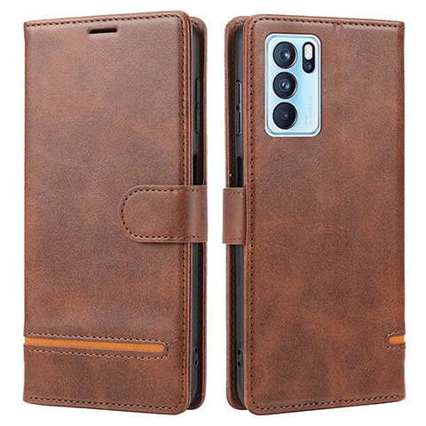 Funda de Cuero Cartera con Soporte Carcasa SY1 para Oppo Reno6 Pro 5G India Marron