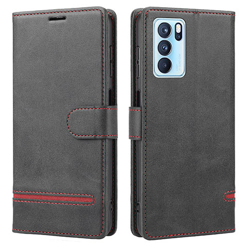 Funda de Cuero Cartera con Soporte Carcasa SY1 para Oppo Reno6 Pro 5G India Negro