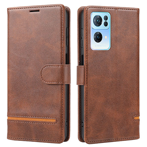 Funda de Cuero Cartera con Soporte Carcasa SY1 para Oppo Reno7 Pro 5G Marron