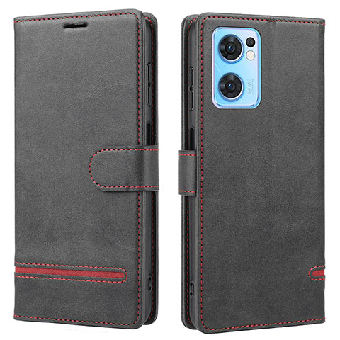 Funda de Cuero Cartera con Soporte Carcasa SY1 para Oppo Reno7 SE 5G Negro