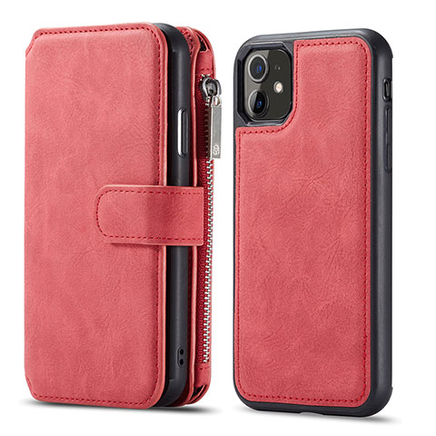 Funda de Cuero Cartera con Soporte Carcasa T01 para Apple iPhone 11 Rojo