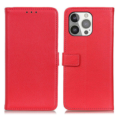 Funda de Cuero Cartera con Soporte Carcasa T01 para Apple iPhone 15 Pro Rojo