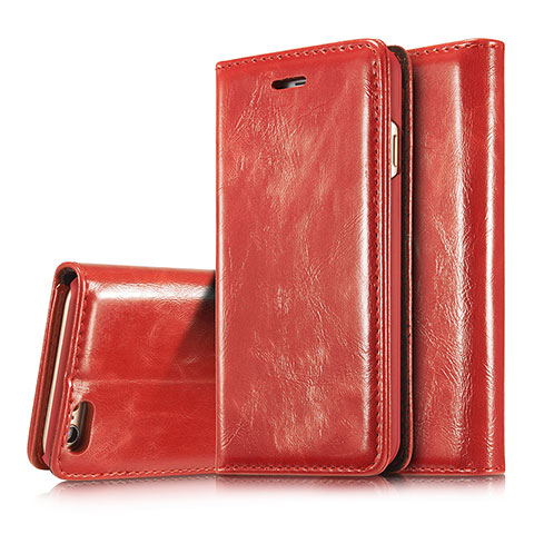 Funda de Cuero Cartera con Soporte Carcasa T01 para Apple iPhone 6 Rojo