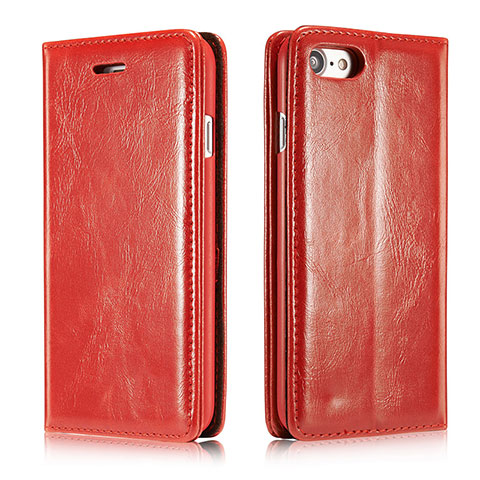 Funda de Cuero Cartera con Soporte Carcasa T01 para Apple iPhone SE (2020) Rojo