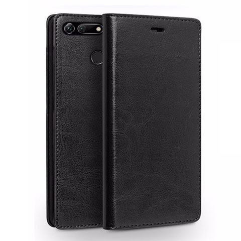 Funda de Cuero Cartera con Soporte Carcasa T01 para Huawei Honor View 20 Negro