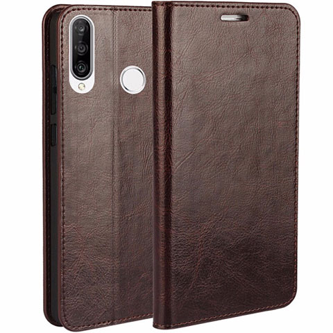 Funda de Cuero Cartera con Soporte Carcasa T01 para Huawei Nova 4e Marron