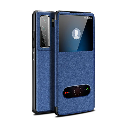 Funda de Cuero Cartera con Soporte Carcasa T01 para Huawei Nova 7 SE 5G Azul