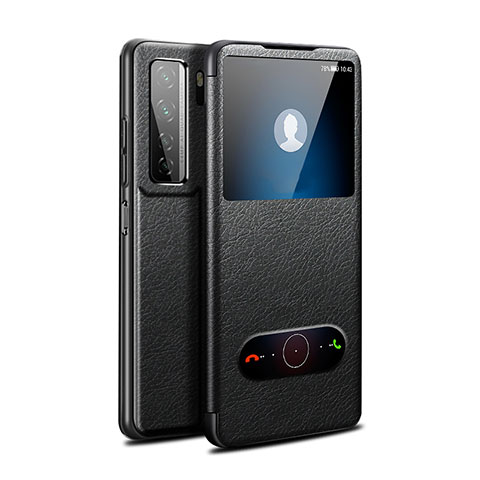 Funda de Cuero Cartera con Soporte Carcasa T01 para Huawei Nova 7 SE 5G Negro