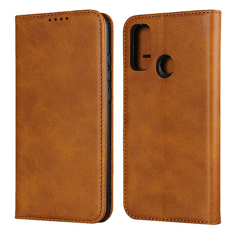 Funda de Cuero Cartera con Soporte Carcasa T01 para Huawei P Smart (2020) Marron Claro