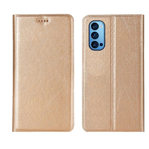 Funda de Cuero Cartera con Soporte Carcasa T01 para Oppo Reno4 5G Oro