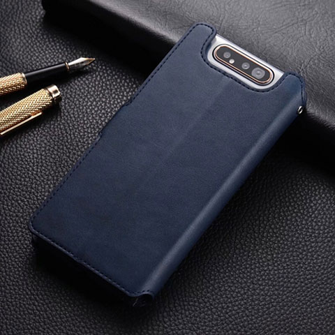 Funda de Cuero Cartera con Soporte Carcasa T01 para Samsung Galaxy A90 4G Azul