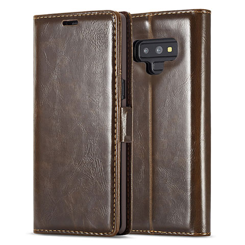 Funda de Cuero Cartera con Soporte Carcasa T01 para Samsung Galaxy Note 9 Marron