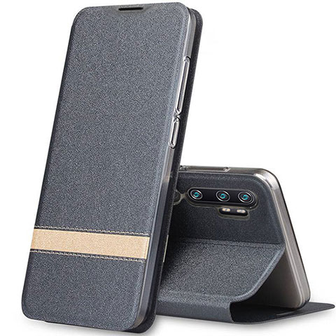 Funda de Cuero Cartera con Soporte Carcasa T01 para Xiaomi Mi Note 10 Pro Gris