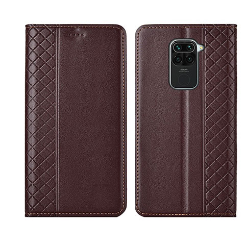 Funda de Cuero Cartera con Soporte Carcasa T01 para Xiaomi Redmi Note 9 Marron