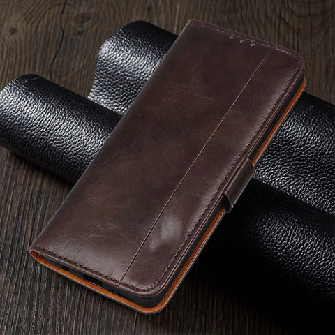 Funda de Cuero Cartera con Soporte Carcasa T01 para Xiaomi Redmi Note 9 Pro Max Marron