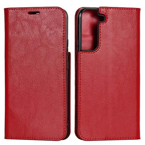 Funda de Cuero Cartera con Soporte Carcasa T01D para Samsung Galaxy S21 5G Rojo