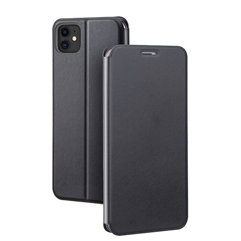 Funda de Cuero Cartera con Soporte Carcasa T02 para Apple iPhone 11 Negro