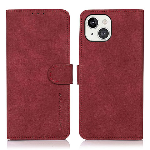 Funda de Cuero Cartera con Soporte Carcasa T02 para Apple iPhone 13 Rojo