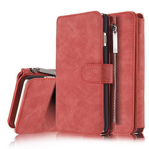 Funda de Cuero Cartera con Soporte Carcasa T02 para Apple iPhone 6 Plus Rojo