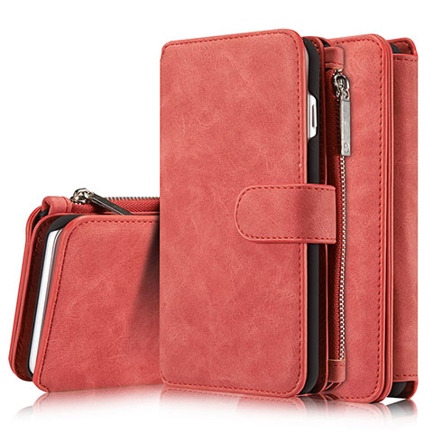 Funda de Cuero Cartera con Soporte Carcasa T02 para Apple iPhone 7 Plus Rojo