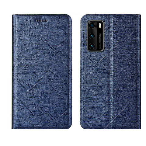 Funda de Cuero Cartera con Soporte Carcasa T02 para Huawei P40 Azul