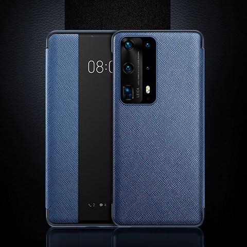 Funda de Cuero Cartera con Soporte Carcasa T02 para Huawei P40 Pro+ Plus Azul