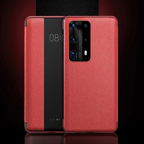 Funda de Cuero Cartera con Soporte Carcasa T02 para Huawei P40 Pro+ Plus Rojo