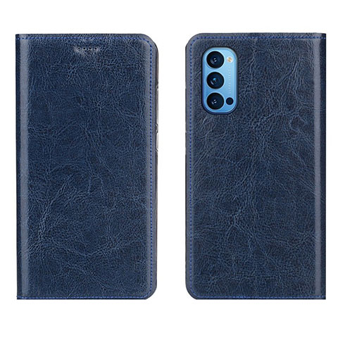 Funda de Cuero Cartera con Soporte Carcasa T02 para Oppo Reno4 5G Azul