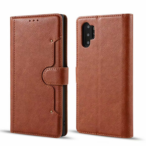 Funda de Cuero Cartera con Soporte Carcasa T02 para Samsung Galaxy Note 10 Plus Marron