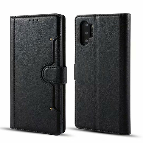 Funda de Cuero Cartera con Soporte Carcasa T02 para Samsung Galaxy Note 10 Plus Negro