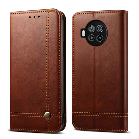 Funda de Cuero Cartera con Soporte Carcasa T02 para Xiaomi Mi 10i 5G Marron