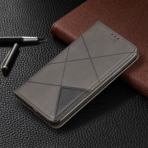 Funda de Cuero Cartera con Soporte Carcasa T02 para Xiaomi Redmi Note 9 Pro Max Gris