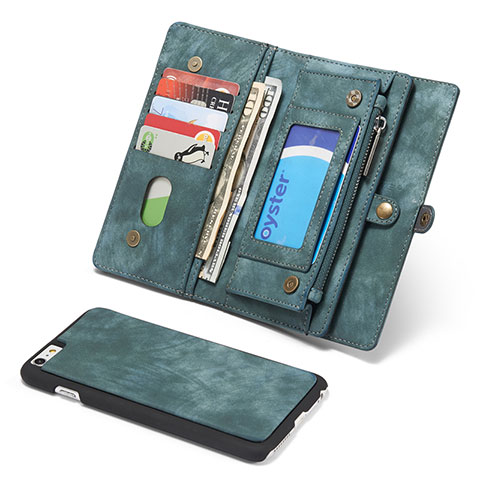 Funda de Cuero Cartera con Soporte Carcasa T03 para Apple iPhone 6 Plus Verde