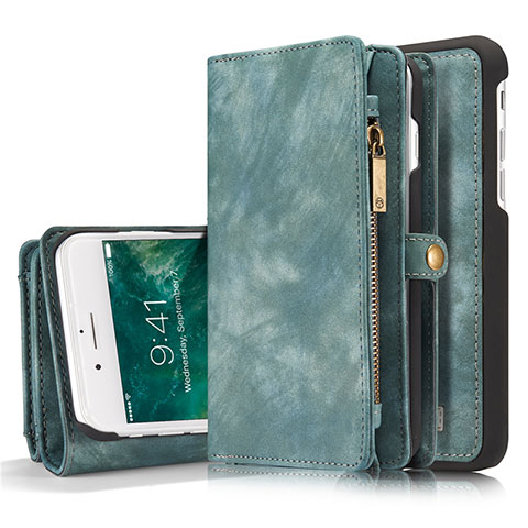 Funda de Cuero Cartera con Soporte Carcasa T03 para Apple iPhone 7 Plus Verde